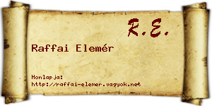 Raffai Elemér névjegykártya